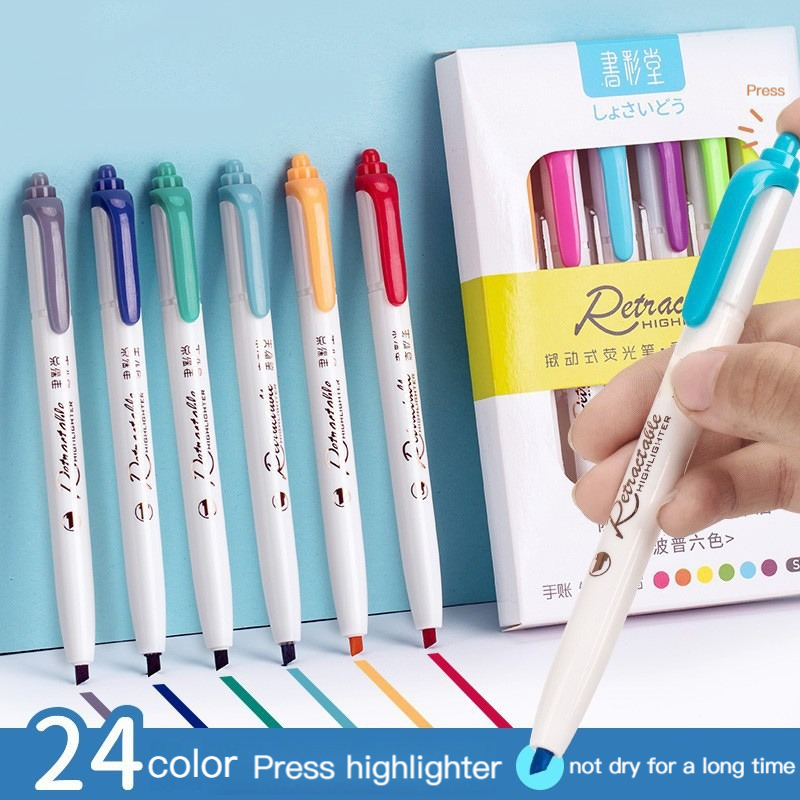 Highlighter Set Pastel - Caneta iluminadora com botão de pressão,