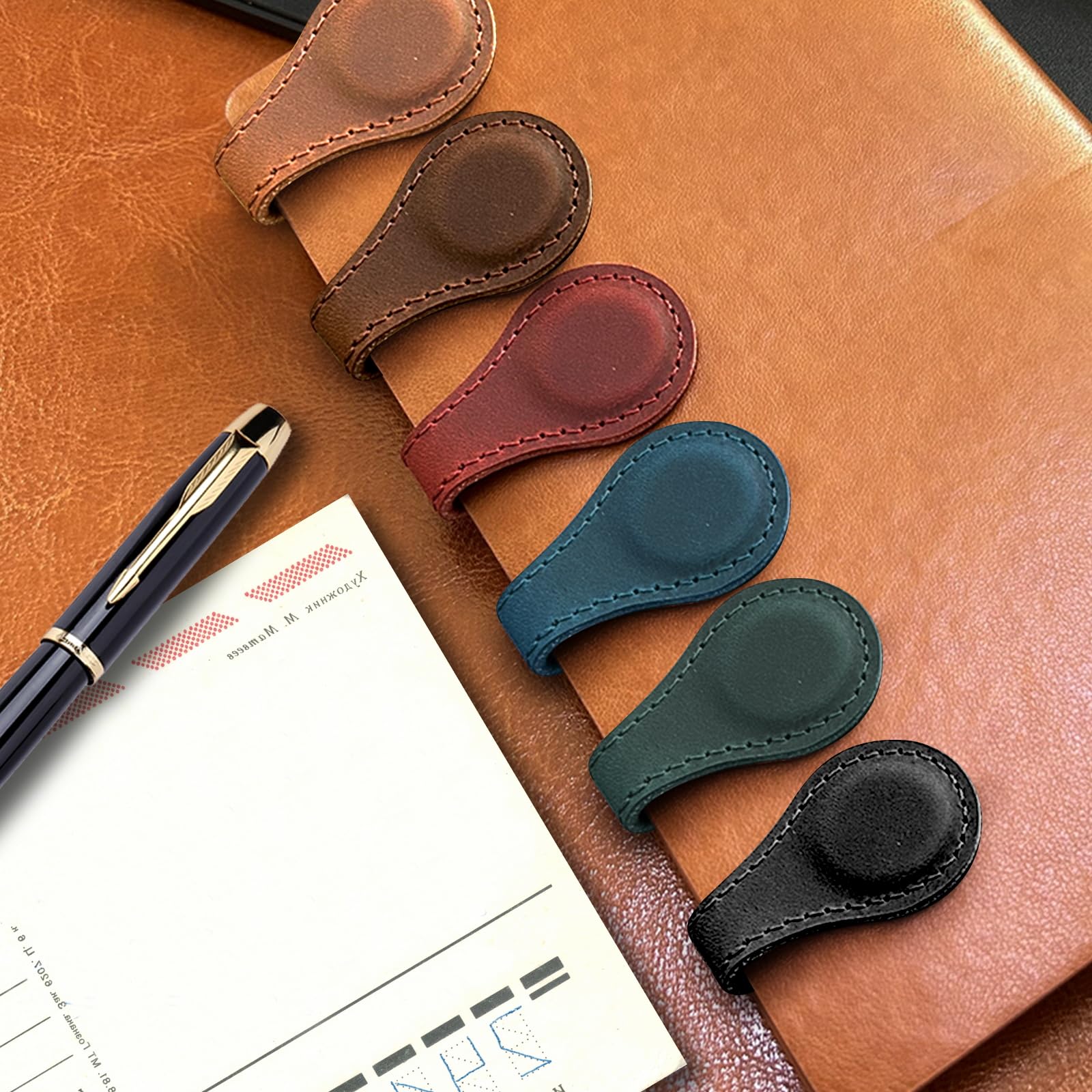 Bookmark Magnetic Clip - Marcadores de couro magnéticos, marcadores vintage