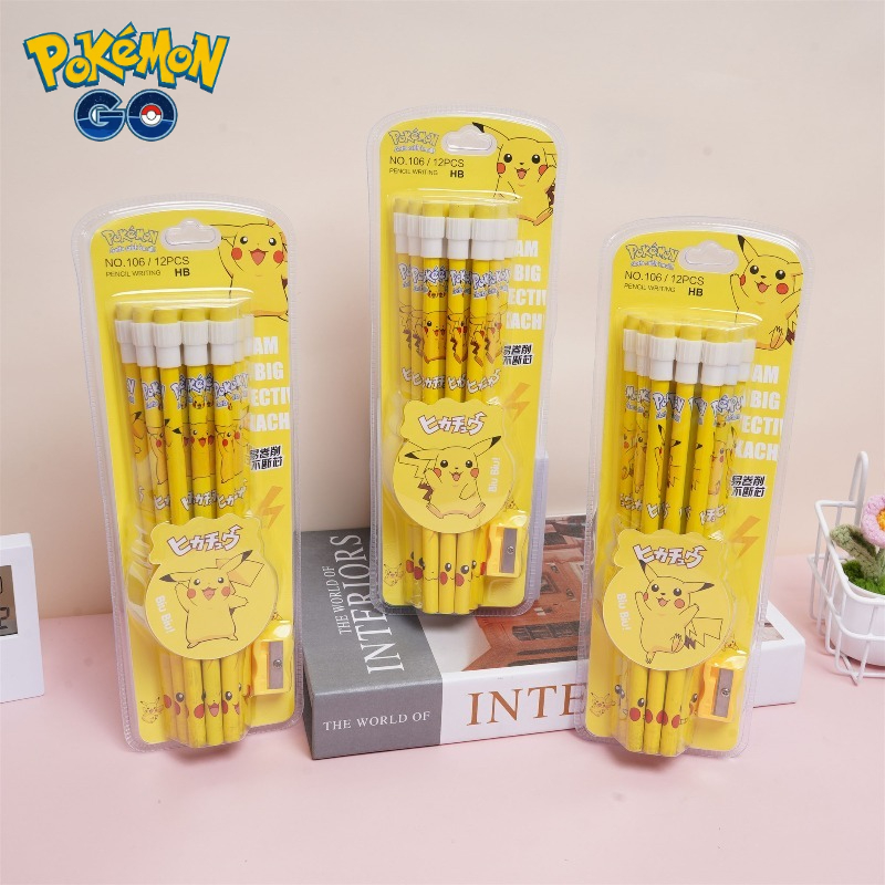 Office Supply Office Stationery Items - Lápis pokemon com apontador e borracha,